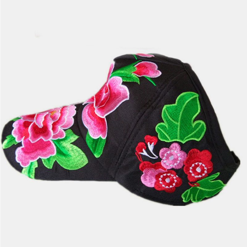 Blomsterbroderi For Kvinner Solkrem Solhatt Andehatt Baseballcaps