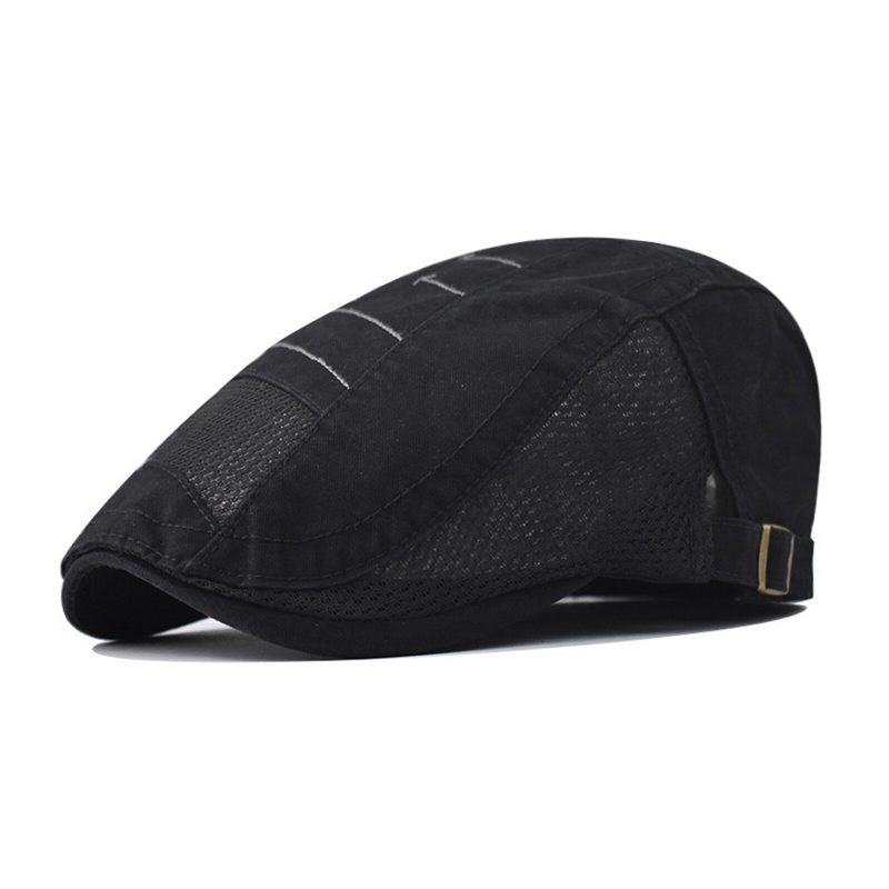 Bomullsnetting For Menn Pustende Skygge Med Kort Bremmet Uformell Retro Edgy Hatter Beret Flate Cap