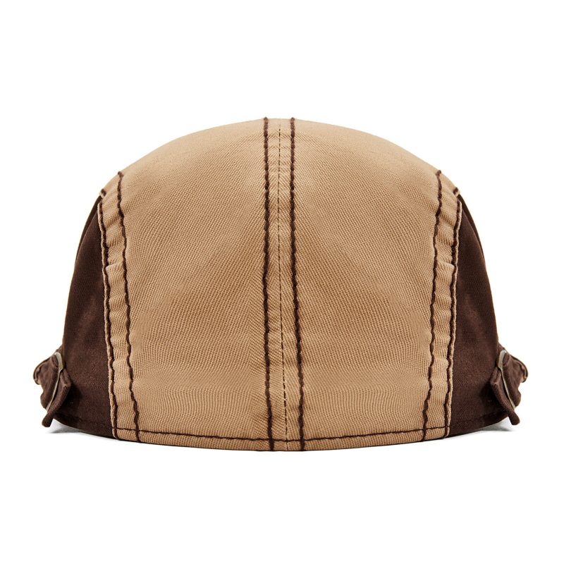 Bomullssøm For Menn Solskjerm Med Kort Bremmet Utendørs Fritid Retro Patchwork Lue Beret Flate Cap