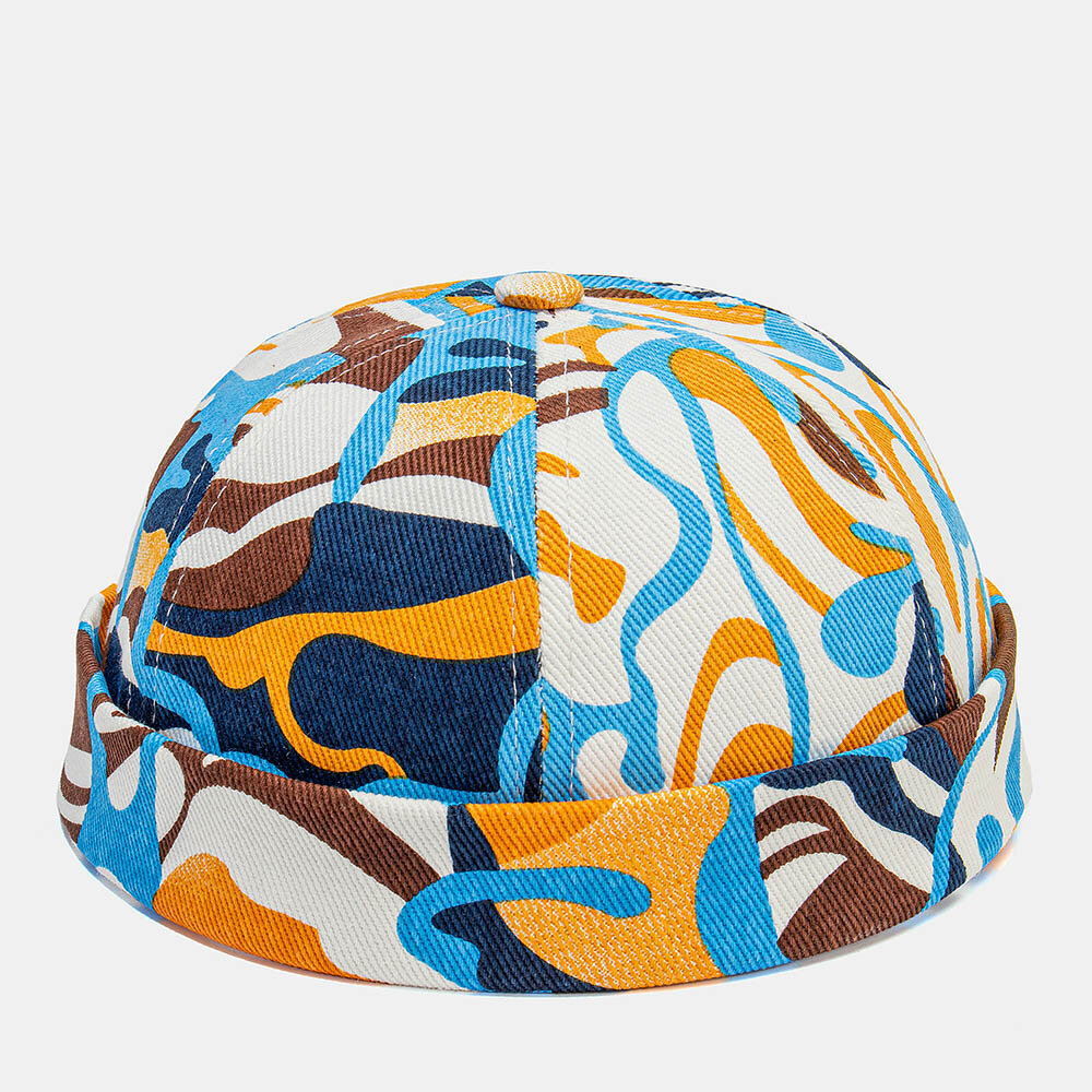 Collrown Unisex Bomull Fargerikt Grafittimønstertrykk Retro Mote Solseil Skytteløs Lue Utleier Cap Skull Cap