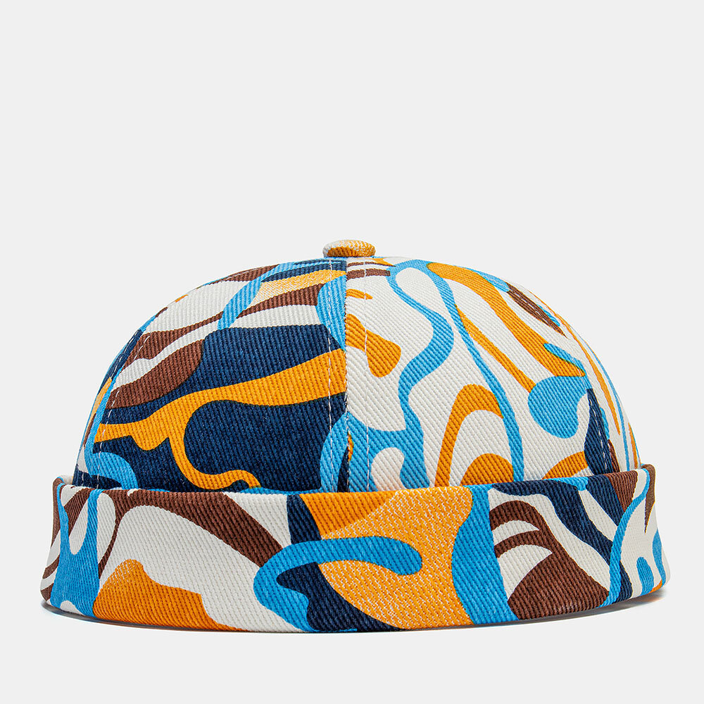 Collrown Unisex Bomull Fargerikt Grafittimønstertrykk Retro Mote Solseil Skytteløs Lue Utleier Cap Skull Cap