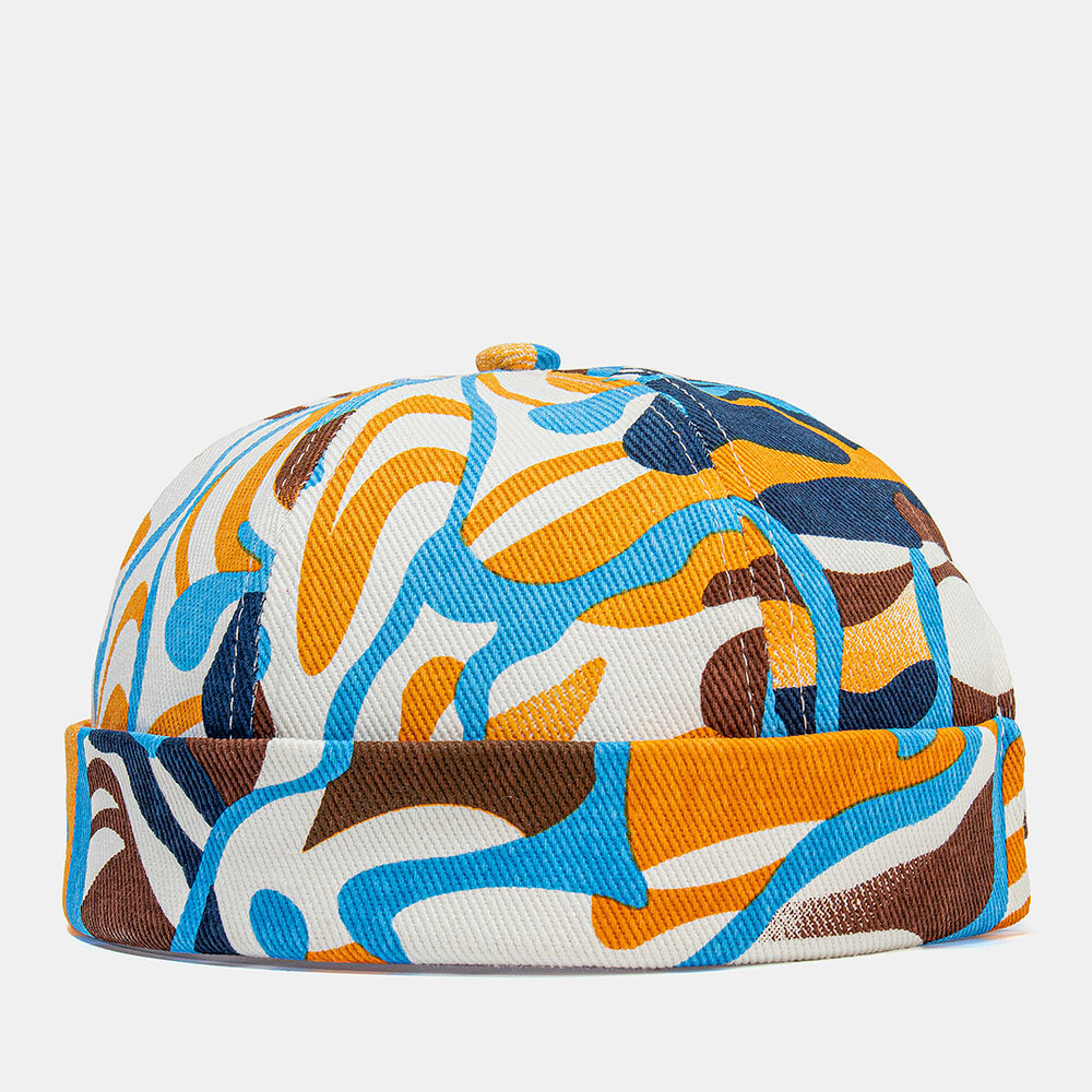 Collrown Unisex Bomull Fargerikt Grafittimønstertrykk Retro Mote Solseil Skytteløs Lue Utleier Cap Skull Cap