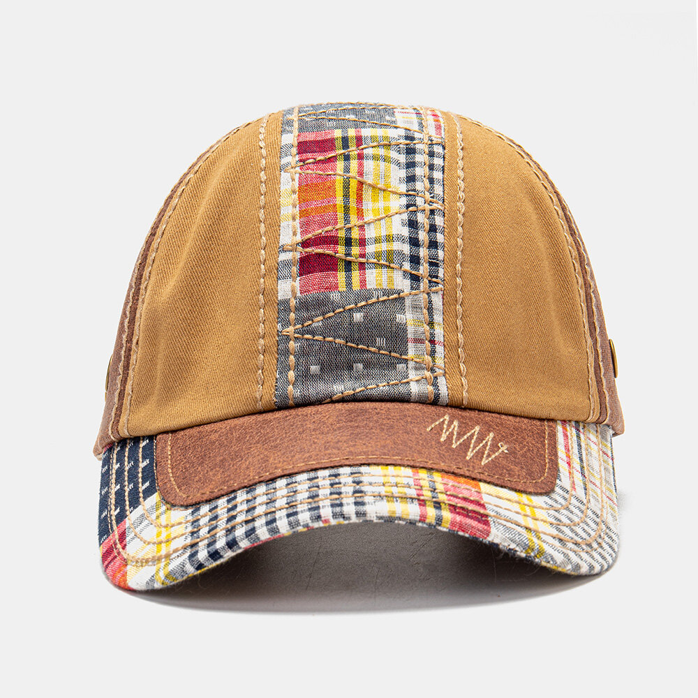 Collrown Unisex Patchwork Gittermønster Mote Ung Solskjerm Baseballhatt