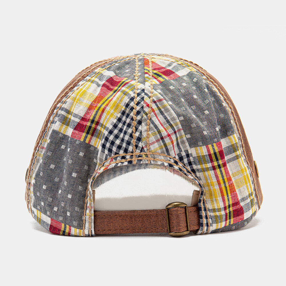 Collrown Unisex Patchwork Gittermønster Mote Ung Solskjerm Baseballhatt