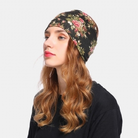 Dame Blomsterlue Beanie Skjerf Turban Head Wrap Cap