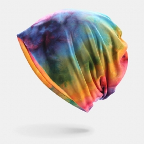 Dame Bomull Dobbel-bruk Tie-dye Nakkebeskyttelse Skjerf Bib Hatter Brimless Beanie