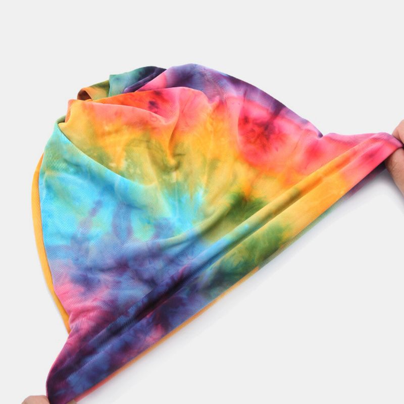 Dame Bomull Dobbel-bruk Tie-dye Nakkebeskyttelse Skjerf Bib Hatter Brimless Beanie