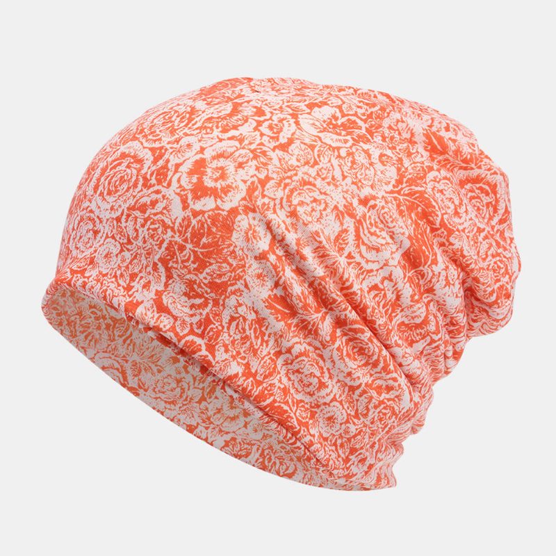 Dame Bomull Multi-purpose Rose Mønster Utskrift Lue Cap