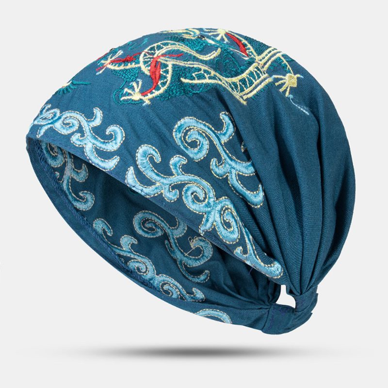 Dame Etnisk Broderi Lue Caps Vintage God Elastisk Pustende Turban Caps