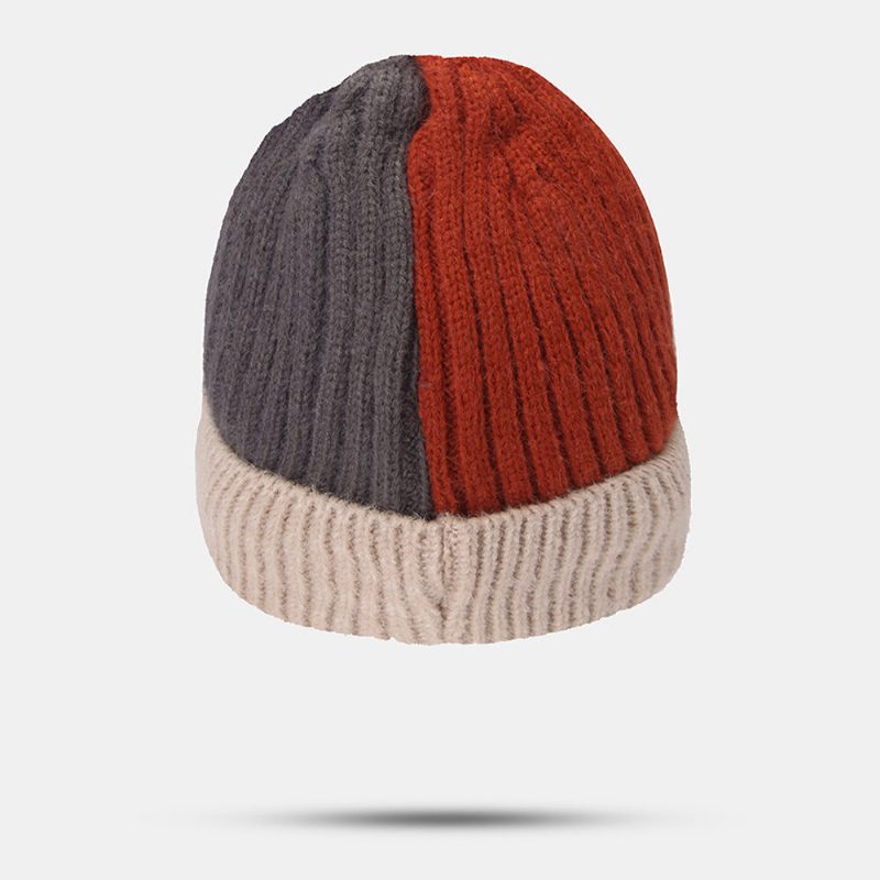 Dame Letter Mønster Wild Beanie Lue Myk Justerbar Høst Vinter Varm Strikket Lue