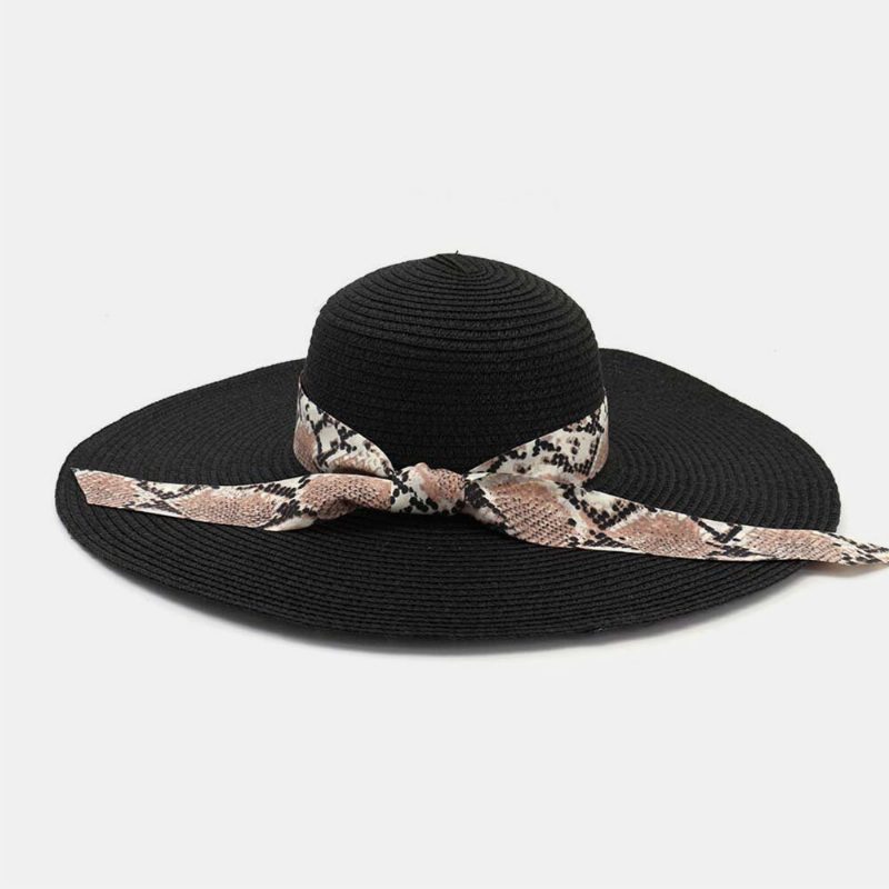 Dame Solkrem Ferie Strand Villbrem Solhatt Elegant Stilig Bowknot Stråhatt