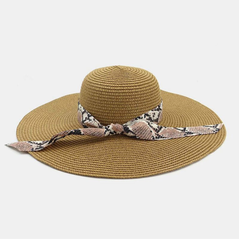 Dame Solkrem Ferie Strand Villbrem Solhatt Elegant Stilig Bowknot Stråhatt