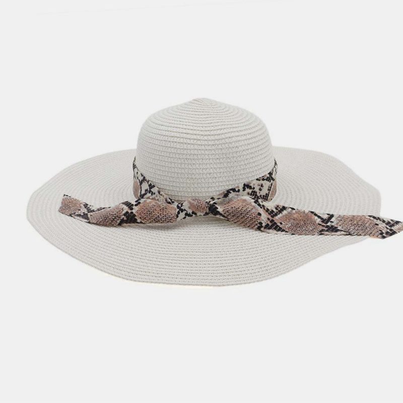 Dame Solkrem Ferie Strand Villbrem Solhatt Elegant Stilig Bowknot Stråhatt