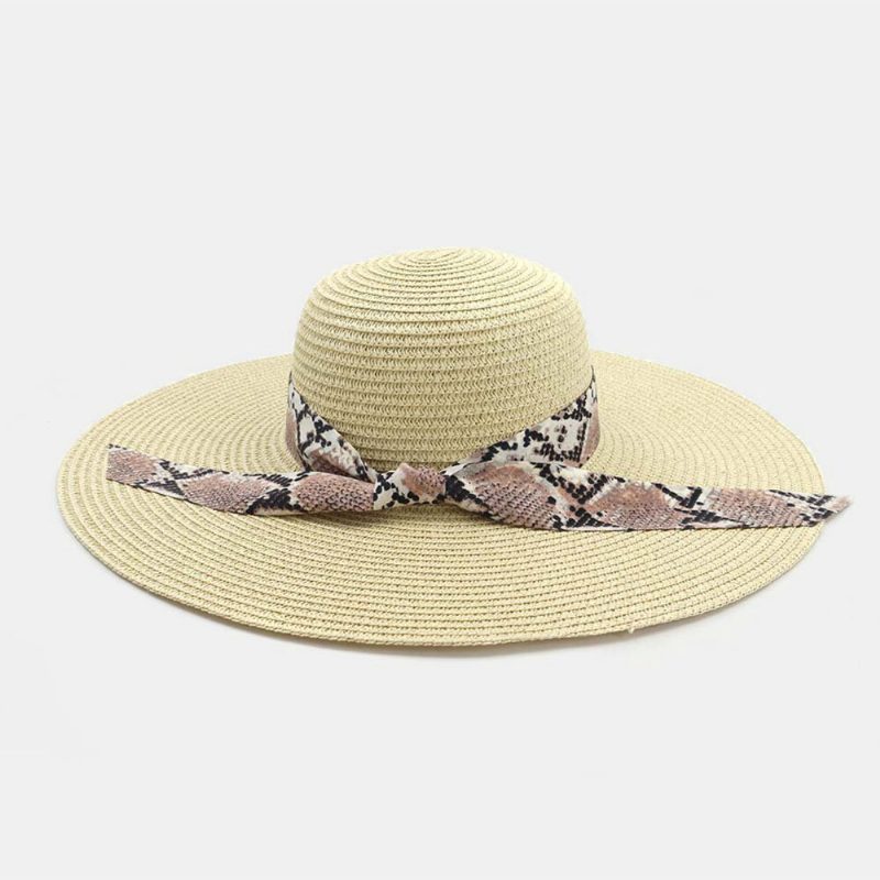 Dame Solkrem Ferie Strand Villbrem Solhatt Elegant Stilig Bowknot Stråhatt