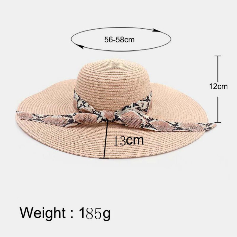 Dame Solkrem Ferie Strand Villbrem Solhatt Elegant Stilig Bowknot Stråhatt