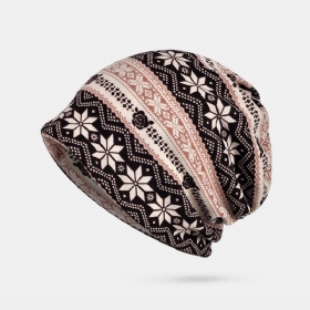 Dame Vinter Bomull Snowflake Printing Beanie Cap