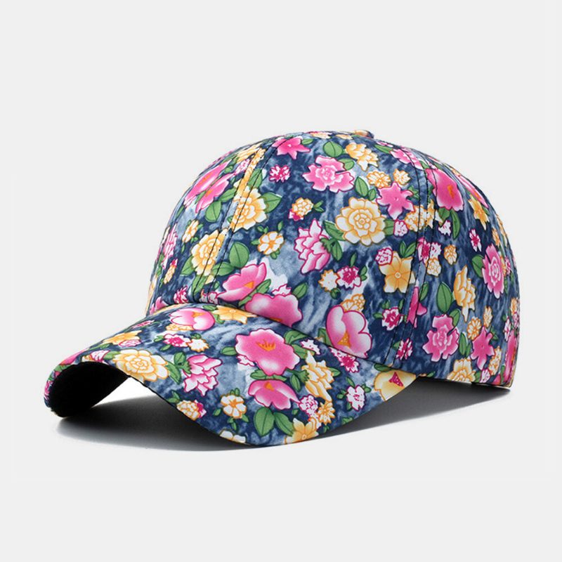 Dameoverlegg Fargerikt Blomstertrykk Baseballcap Mote Pustende Justerbar Solskjermhatt