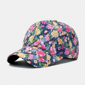 Dameoverlegg Fargerikt Blomstertrykk Baseballcap Mote Pustende Justerbar Solskjermhatt