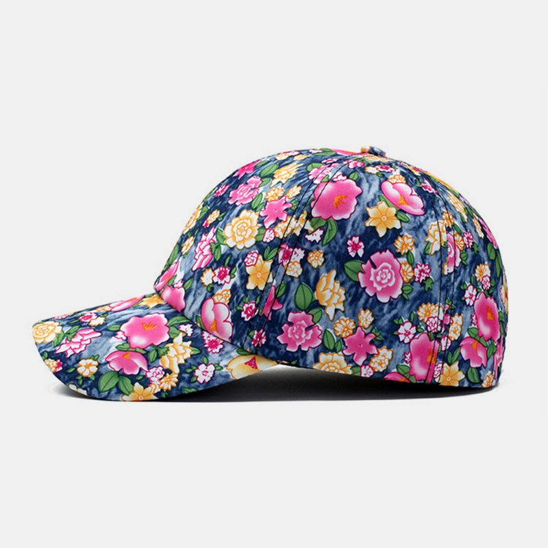 Dameoverlegg Fargerikt Blomstertrykk Baseballcap Mote Pustende Justerbar Solskjermhatt