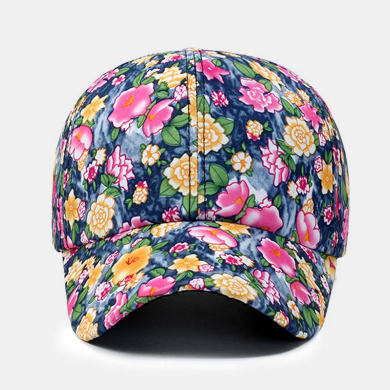 Dameoverlegg Fargerikt Blomstertrykk Baseballcap Mote Pustende Justerbar Solskjermhatt