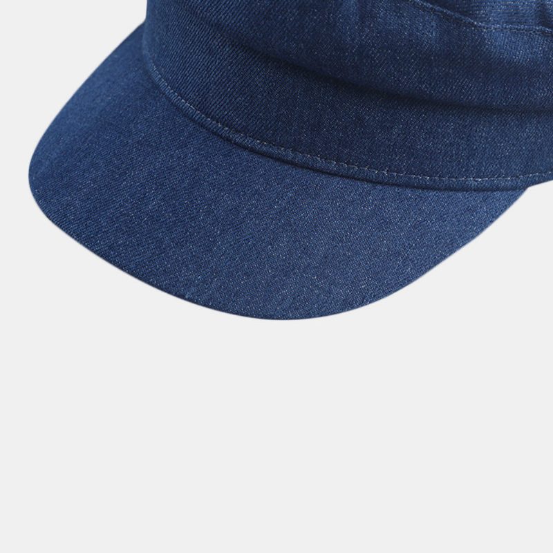 Denim Mesh Navy Cap Peak Cap Flate Hatter Wild England Military Hatter Captain Caps Navy Caps