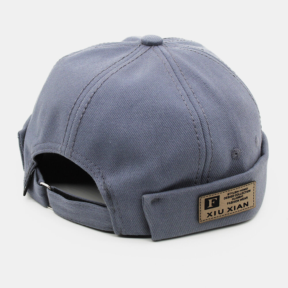 Herre Bomull Bokstavmønster Patchwork Hip-hop Justerbar Retro Casual Landlord Cap Brimless Beanie Skull Cap