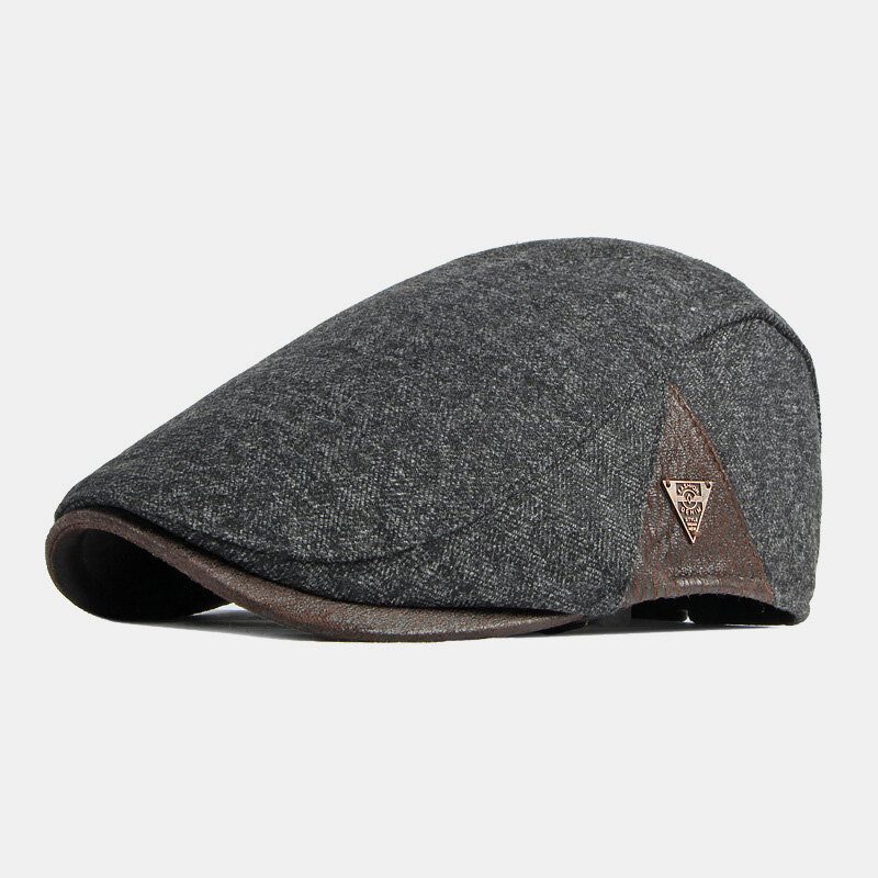 Herre Bomull Ensfarge Høst Vinter Varm Justerbare Berets Newsboy Hatter Forward Hat