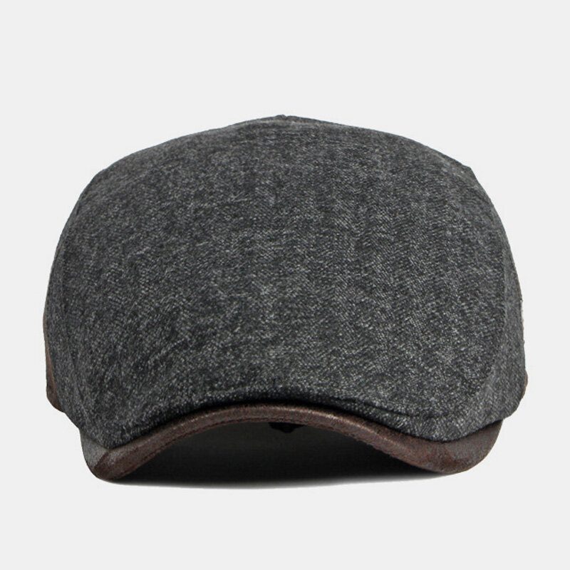 Herre Bomull Ensfarge Høst Vinter Varm Justerbare Berets Newsboy Hatter Forward Hat