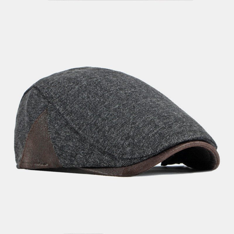 Herre Bomull Ensfarge Høst Vinter Varm Justerbare Berets Newsboy Hatter Forward Hat