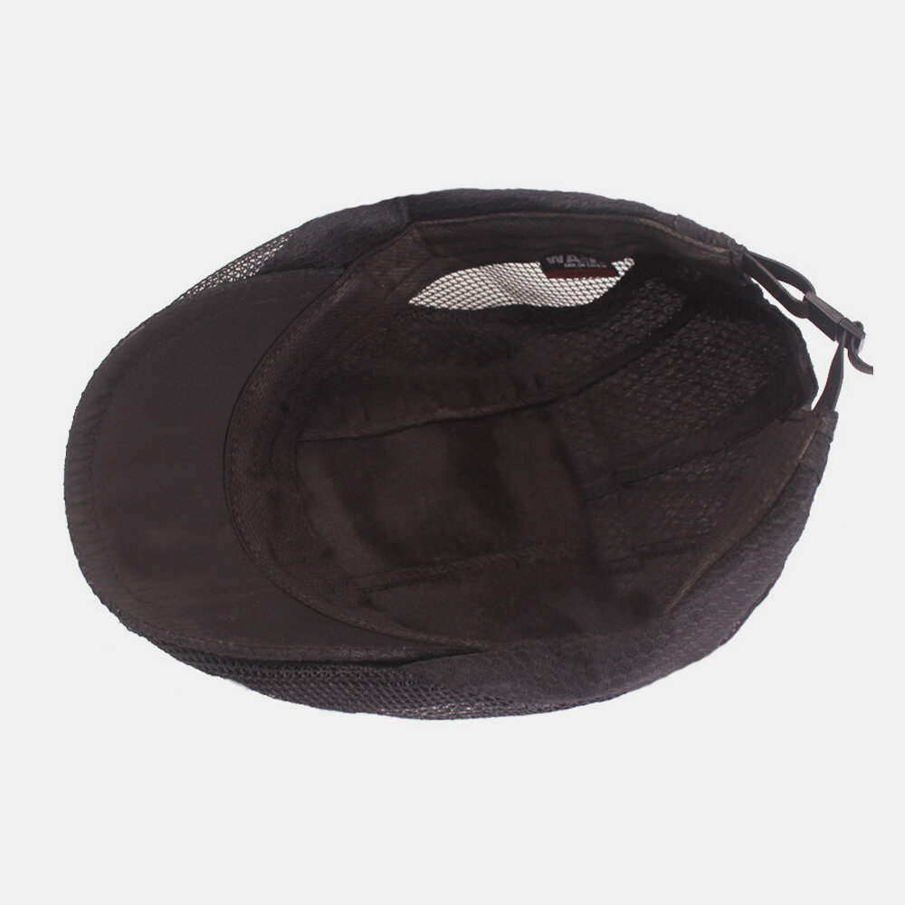 Herre Bomull Ensfarget Mesh Pustende Uformelt Kort Taktak Solskjerm Beret Cap Flate Hat