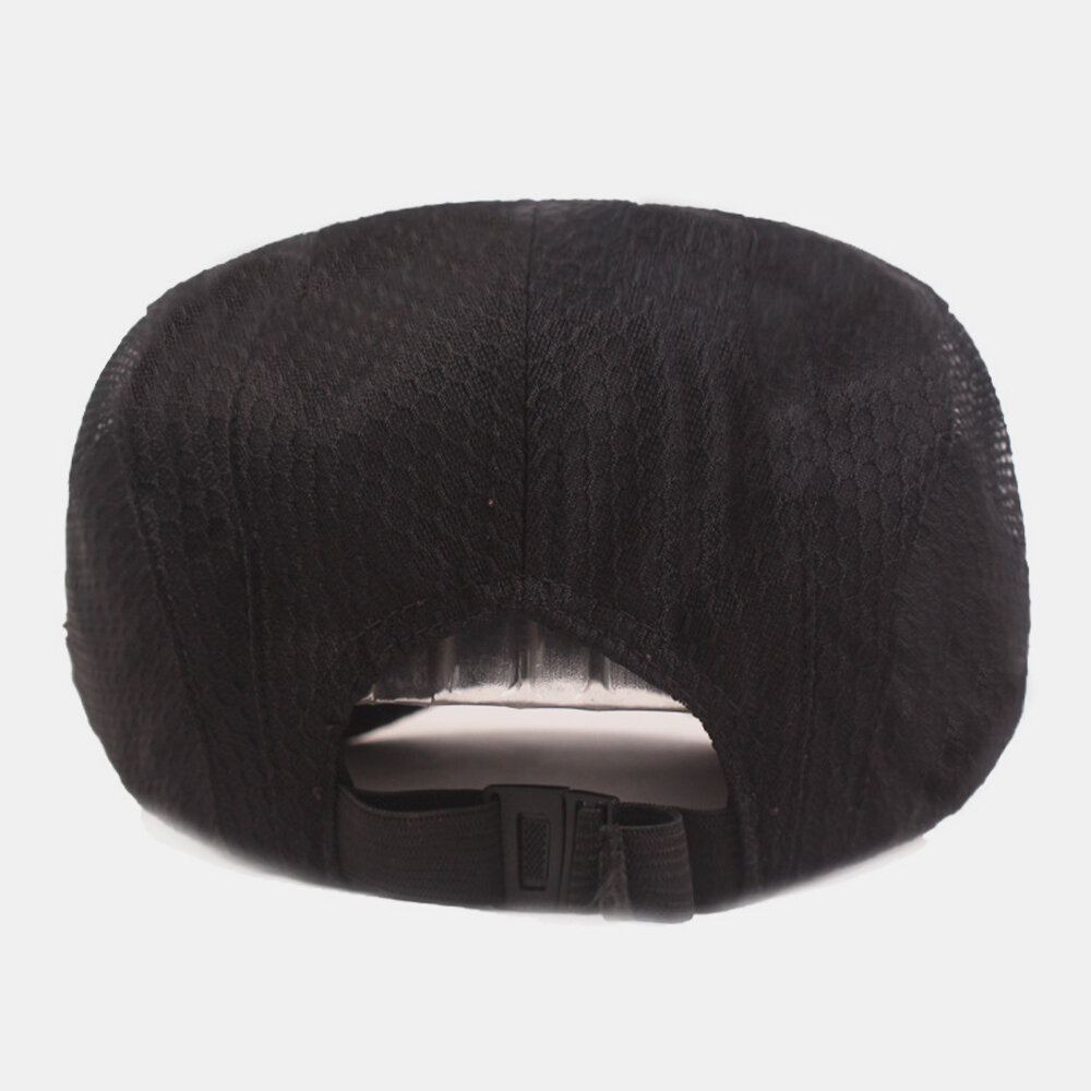 Herre Bomull Ensfarget Mesh Pustende Uformelt Kort Taktak Solskjerm Beret Cap Flate Hat