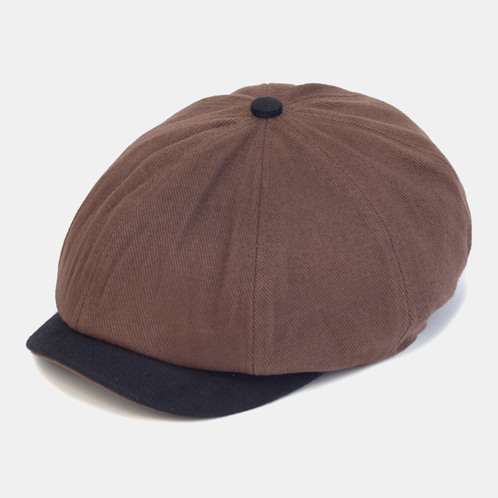 Herre Bomull Farge Matchende Retro Newsboy Hatter Beret Cap Åttekantet Hatter Painter Cap Forward Cap