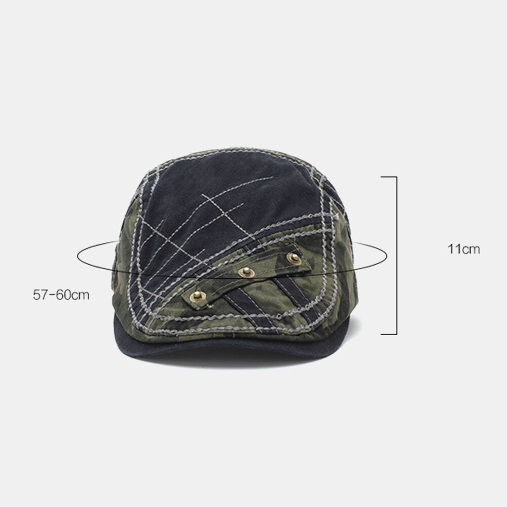 Herre Bomull Kamuflasje Patchwork Metallspenne Solskjerm Beret Cap Forward Cap Flate Hat