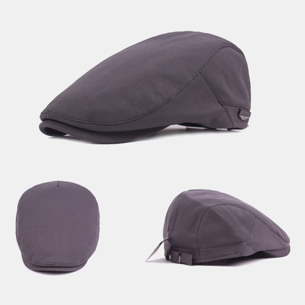 Herre Bomull-lin Ensfarge Justerbar Solskjerm Forward Hatter Flate Cap Beret Cap