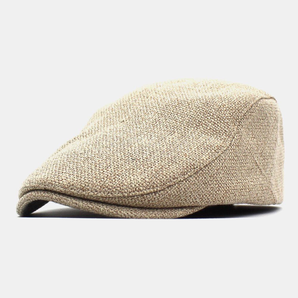 Herre Bomull Lin Ensfarget Retro Uformell Solskjerm Forward Cap Beret Cap Flate Cap Malerhatt