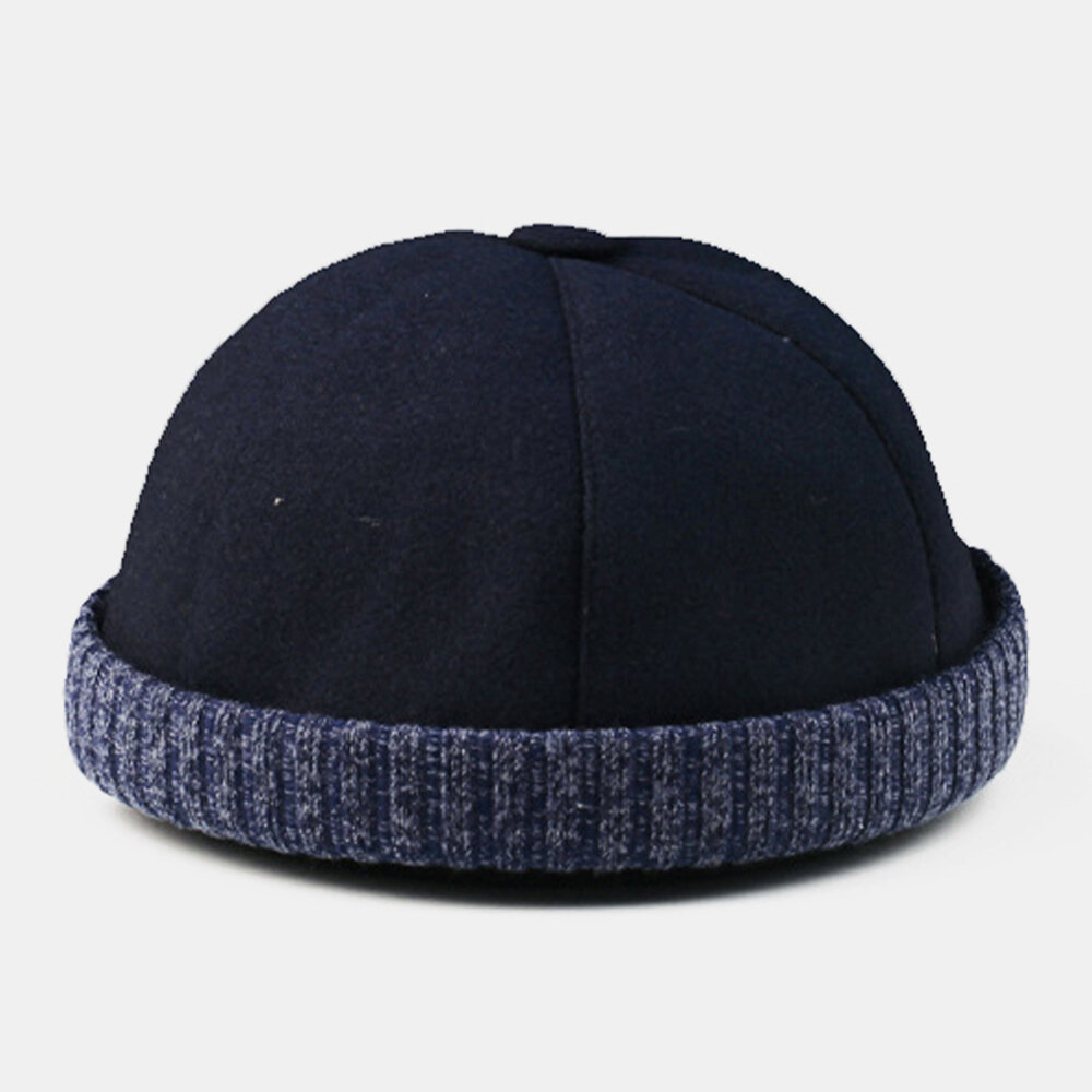 Herre Bomull Polyester Ensfarge Crimping Uformell Justerbar Solskjerm Pustende Beanie Utleier Cap Skull Cap