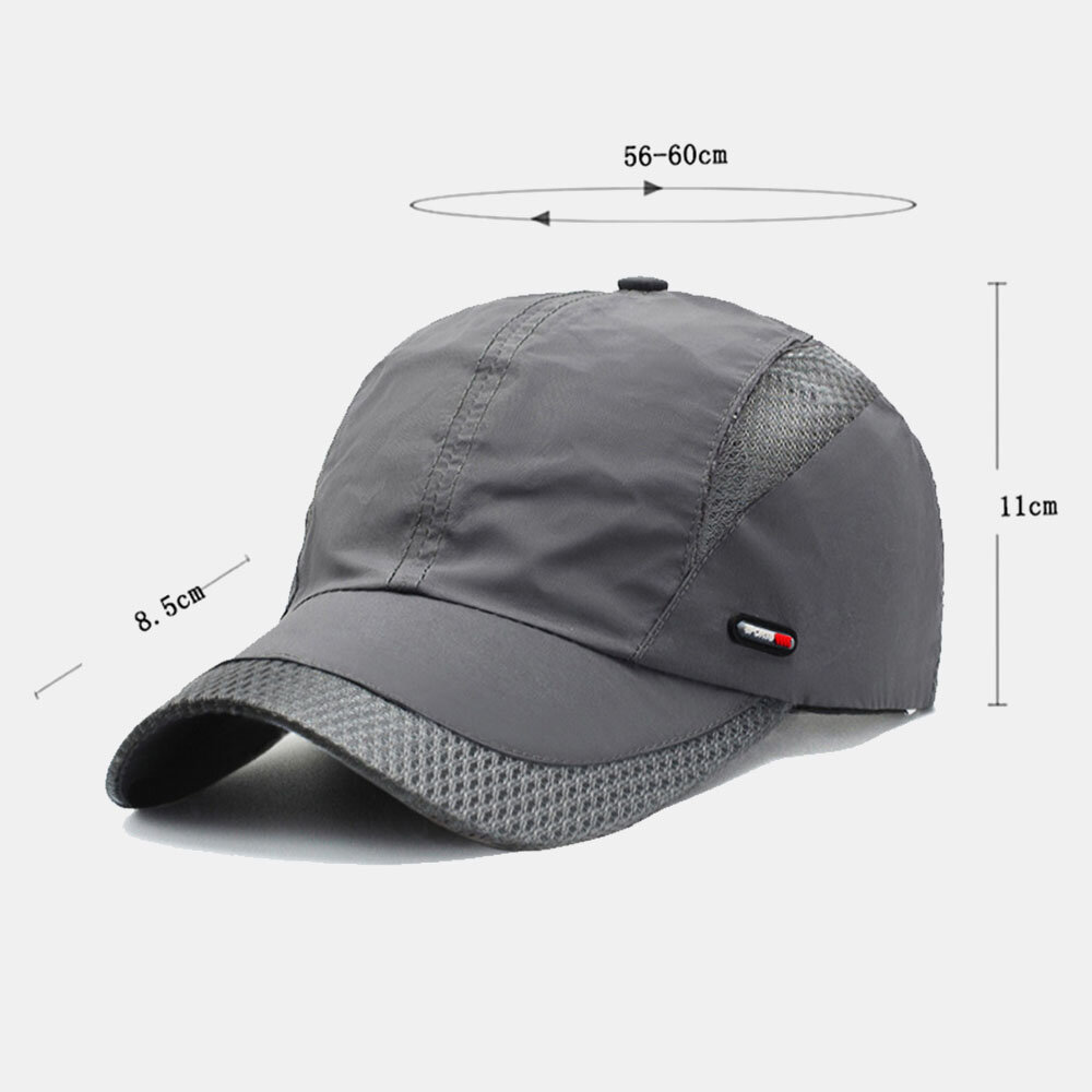 Herre Canvas Mesh Pustende Hurtigtørkende Utendørs Sport Solskjerm Baseball Cap