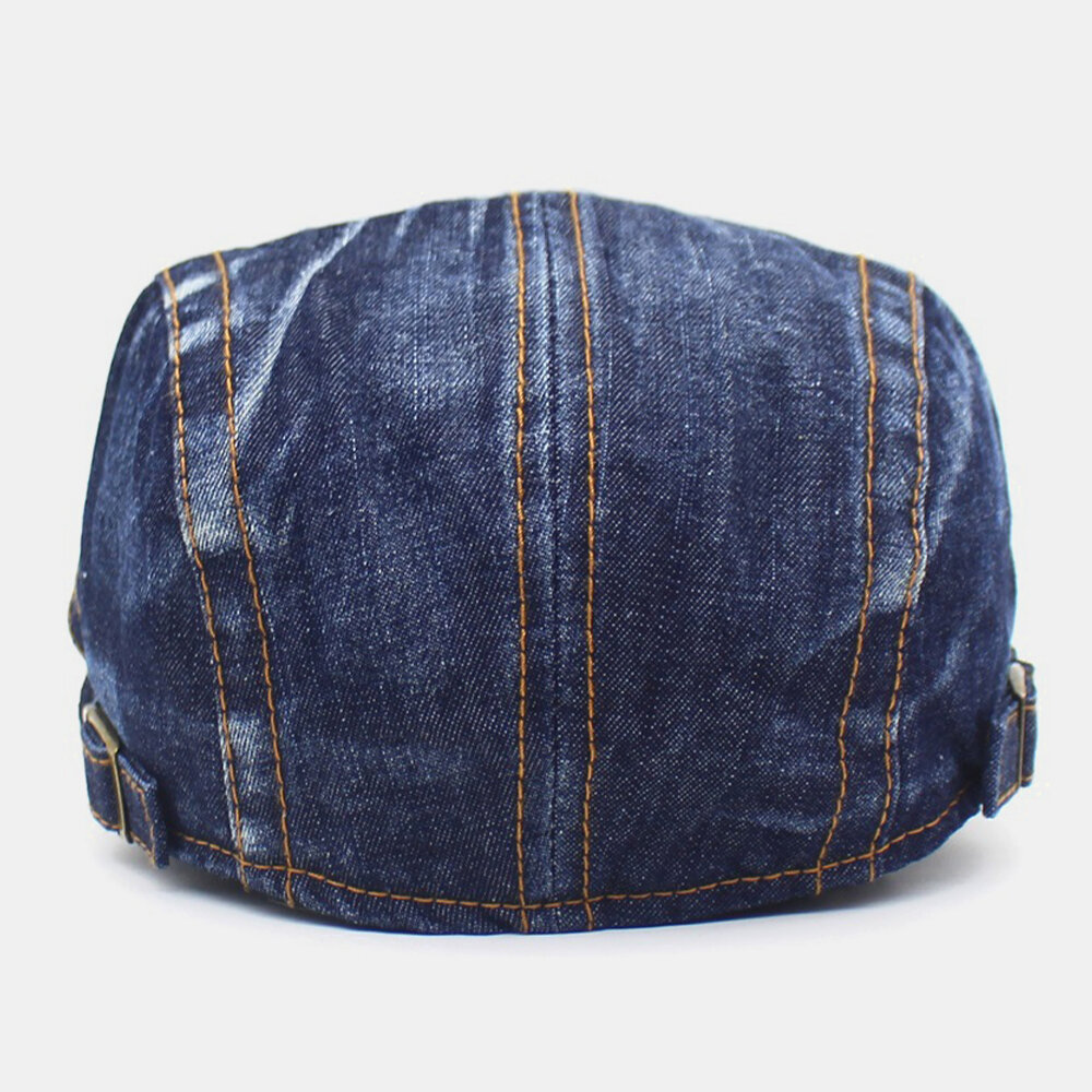 Herre Denim To-lommer Dekorasjon Retro Utendørs Solskjerm Forward Hatter Beret Hatter Flate Hat