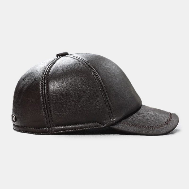 Herre Ekte Skinn Patchwork Broderitråd Dome Uformell Vindtett Solskjerm Baseballcaps