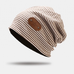 Herre Lue Har Retro Patch Stripe Gitter Ørebeskyttelse Varm Baotou Cap For Kvinner