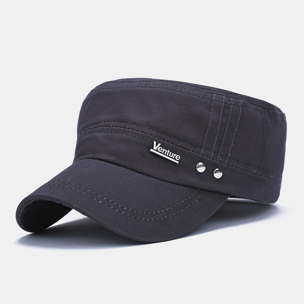 Herre Vasket Nagledesign Brevmønster Militærhette Justerbar Casual Solkrem Flate Top Cap Twill Cap