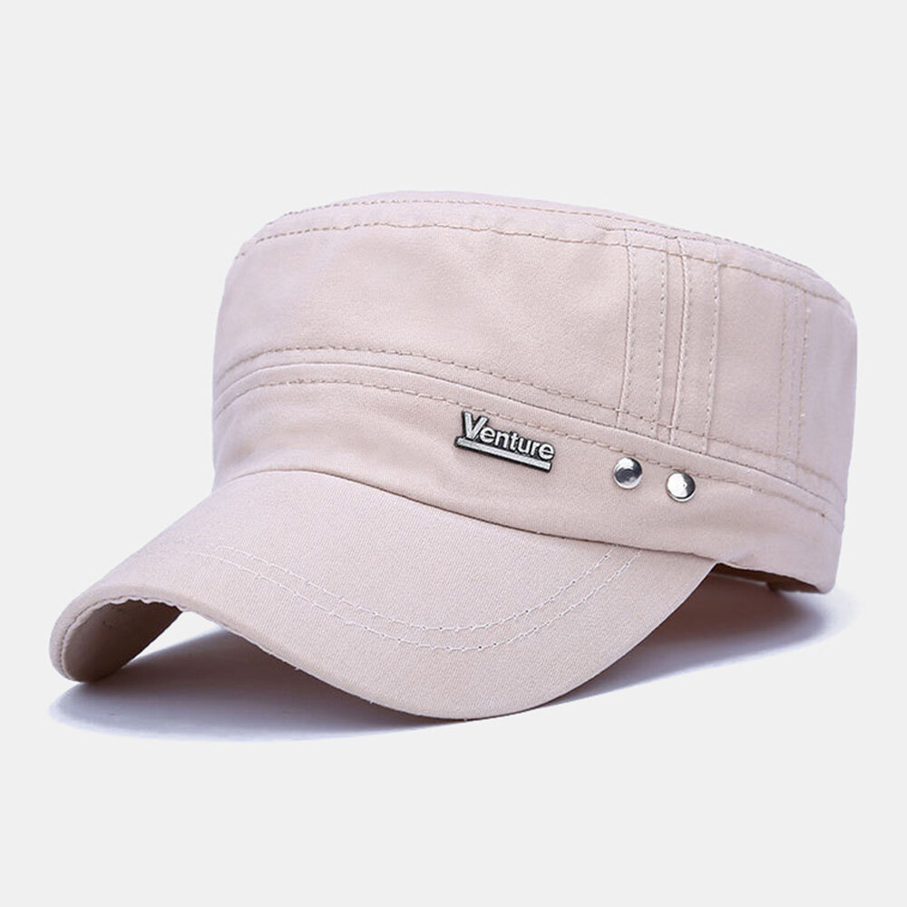 Herre Vasket Nagledesign Brevmønster Militærhette Justerbar Casual Solkrem Flate Top Cap Twill Cap