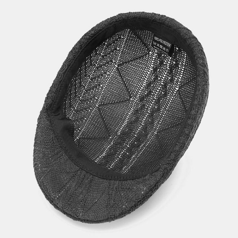 Herrestrikket Ensfarge Feiljusterte Striper Vrimønster Jacquard Uformell Varm Beret Flate Cap