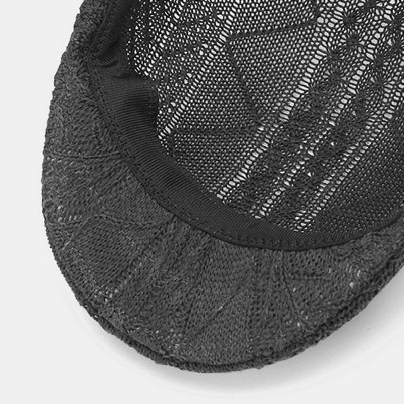 Herrestrikket Ensfarge Feiljusterte Striper Vrimønster Jacquard Uformell Varm Beret Flate Cap