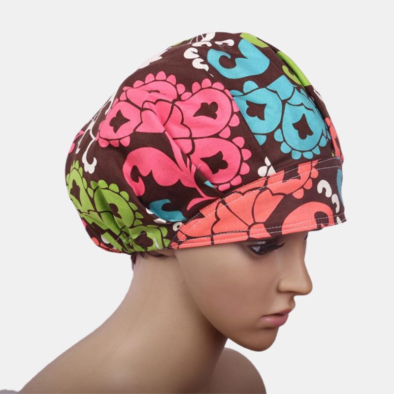 Kirurgisk Skrubbhatt Cap Bouffant Print Tema Stoff Medisinsk