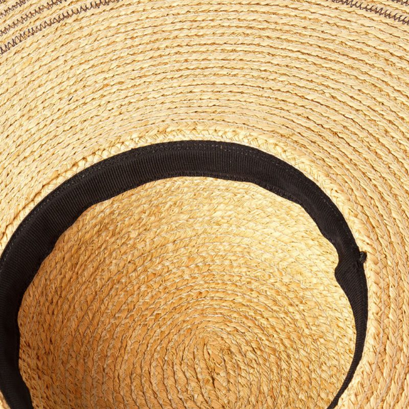 Kvinne Håndlaget Villbrem Visir Farge Stripe Ferie Strand Solhatt Naturlig Raffia Opprullet Brem Stråhatt