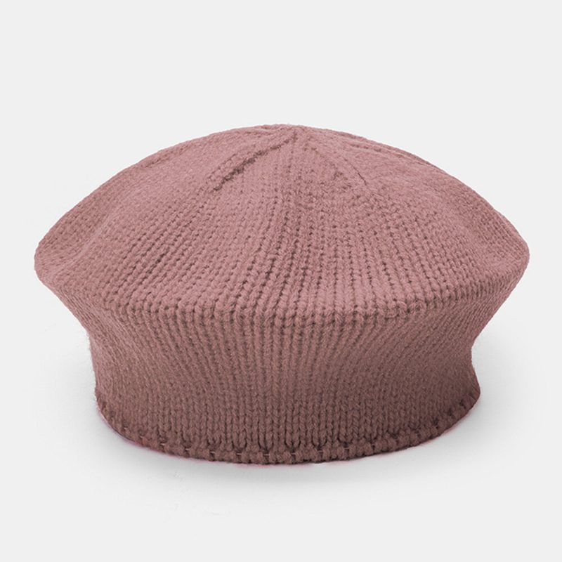 Kvinner Akryl Letter Patch Høst Vinter Varm Wild Beret Cap Uformell Elastisk Justerbar Strikket Lue