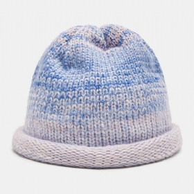 Kvinner Blandet Farge Strikket Tie-dye Gradient Farge Vintage Mote Varme Brimless Beanie Hat