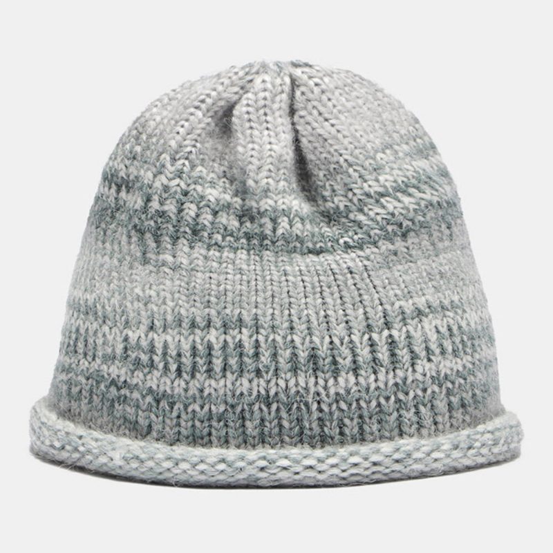 Kvinner Blandet Farge Strikket Tie-dye Gradient Farge Vintage Mote Varme Brimless Beanie Hat