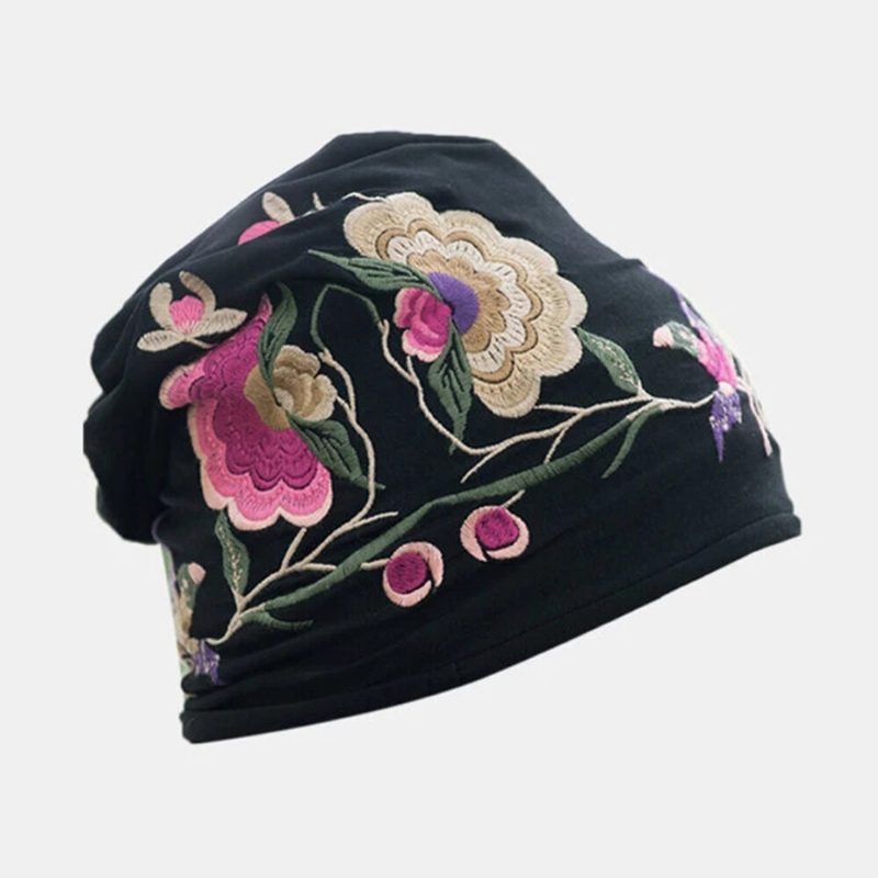 Kvinner Bomull Broderi Blomster Utskrift Etnisk Stil Lue Hatter Pustende Turban Cap